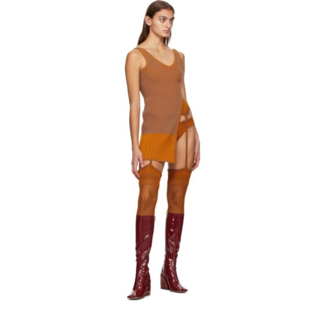 ISA BOULDER ribbed desert orange top